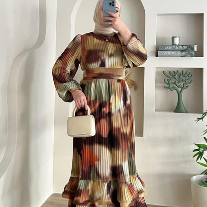 Women's Spring Stylish Temperament Long Sleeves Round Dresses