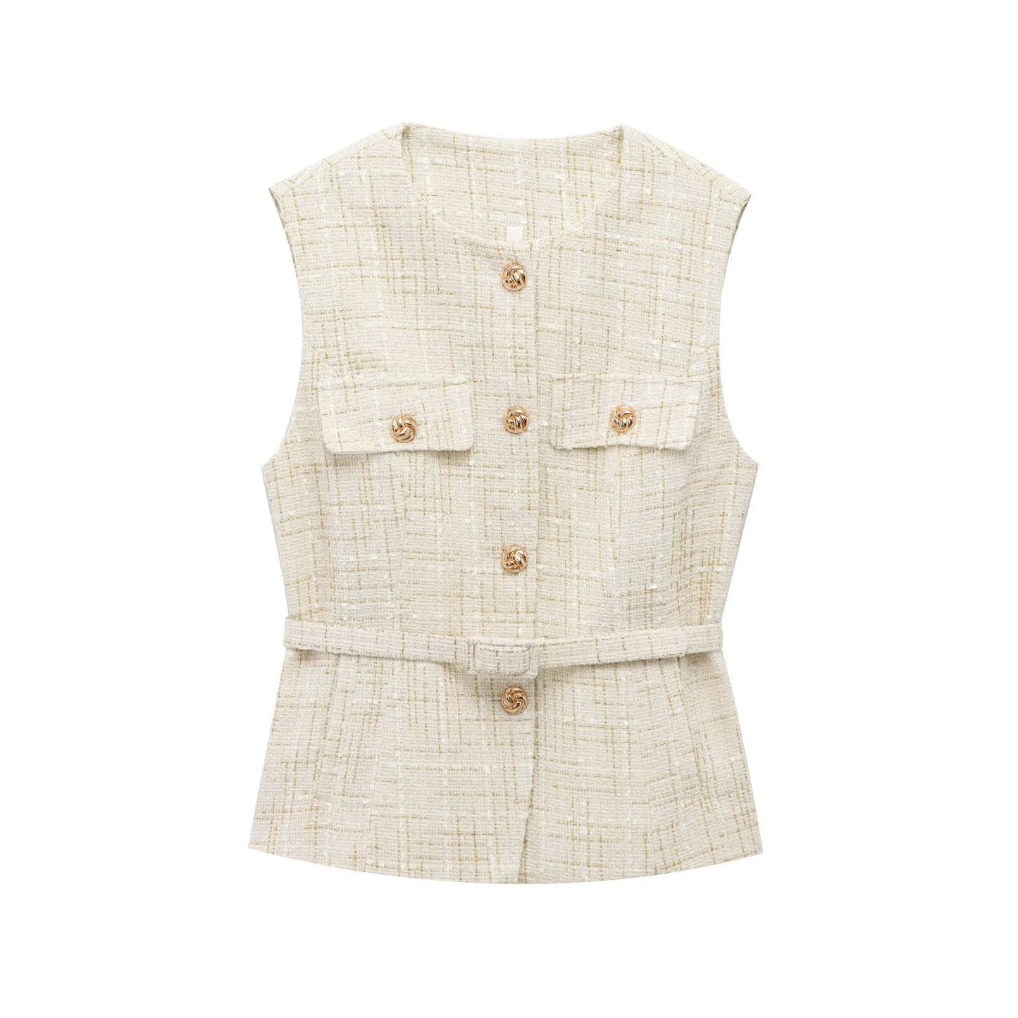 Women's French Design With Belt Sequin Decorative Coats