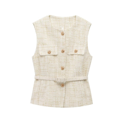 Women's French Design With Belt Sequin Decorative Coats