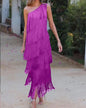 New Fashion Tassel Shoulder Asymmetric Dress Dresses