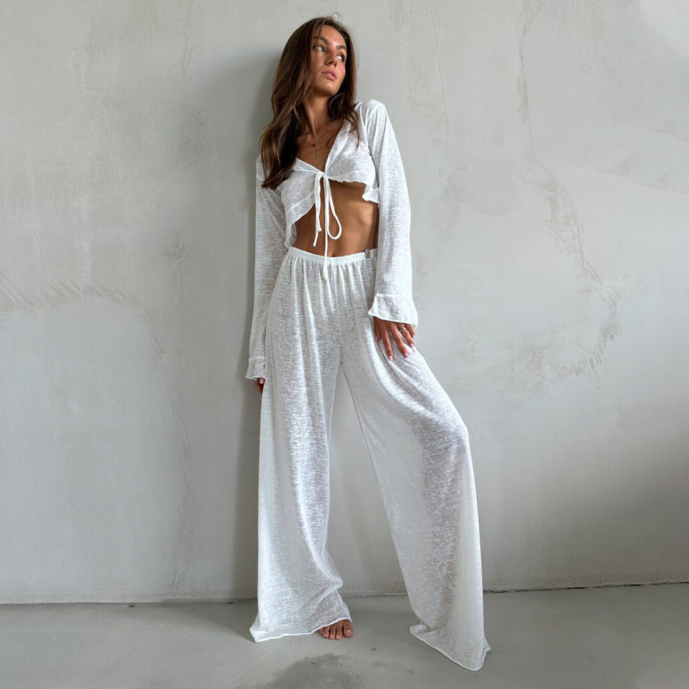 Women's Modal Pajamas Lazy Long-sleeved Trousers Casual Suits
