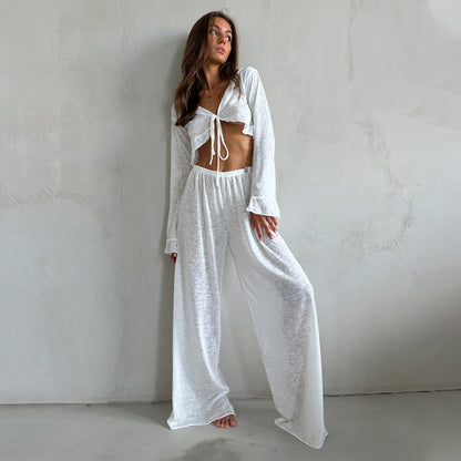 Women's Modal Pajamas Lazy Long-sleeved Trousers Casual Suits