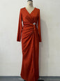 Women's Summer Solid Color Long Sleeve Slim Dresses
