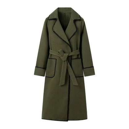 Women's Warm Long Sleeves Lapel Woolen Coats