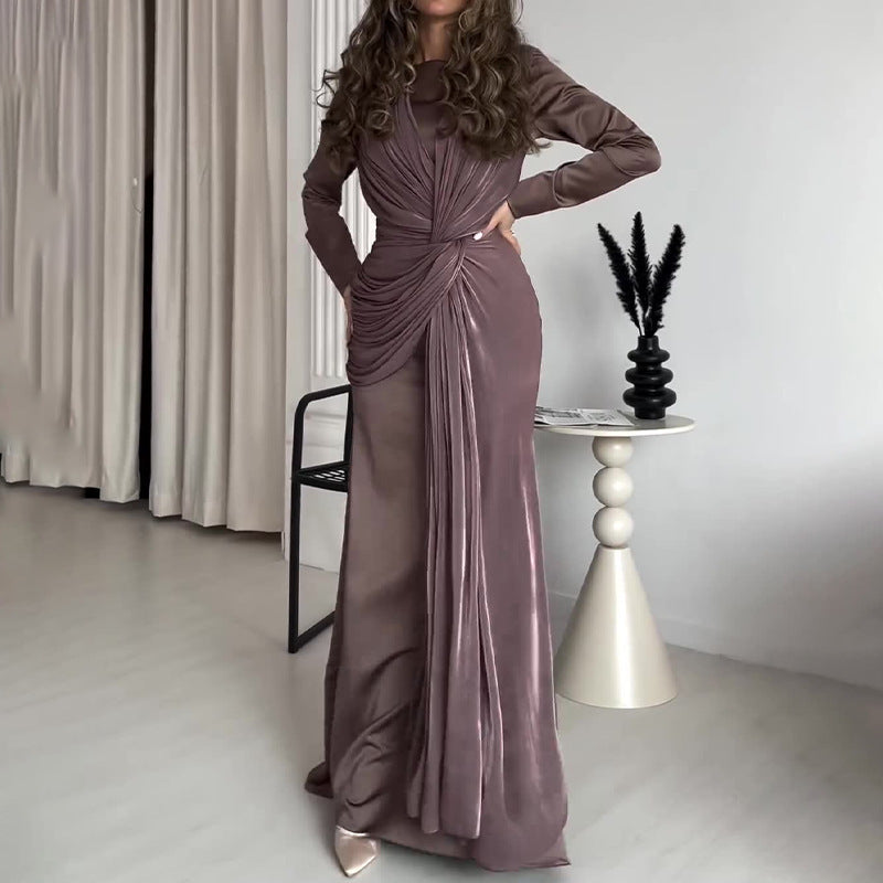 Women's Slim Fit Overlapping Design Dress High Dresses