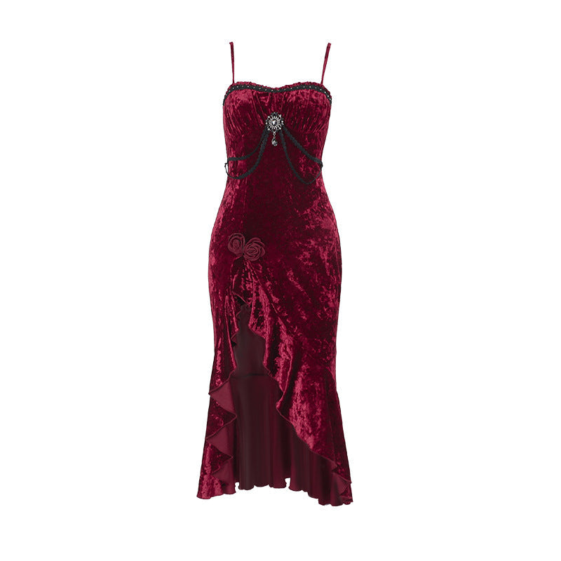 Women's Autumn Sexy Dress Christmas Elegant Dark Dresses