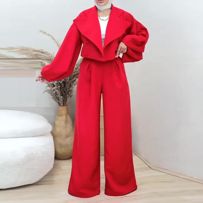 Length Solid Color Polo Collar Thin Suits