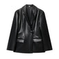 Women's Fashion Casual Slim Leather Effect Coats