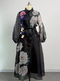 Women's Autumn Three-dimensional Floral Holiday Lapel Lantern Sleeve Dresses