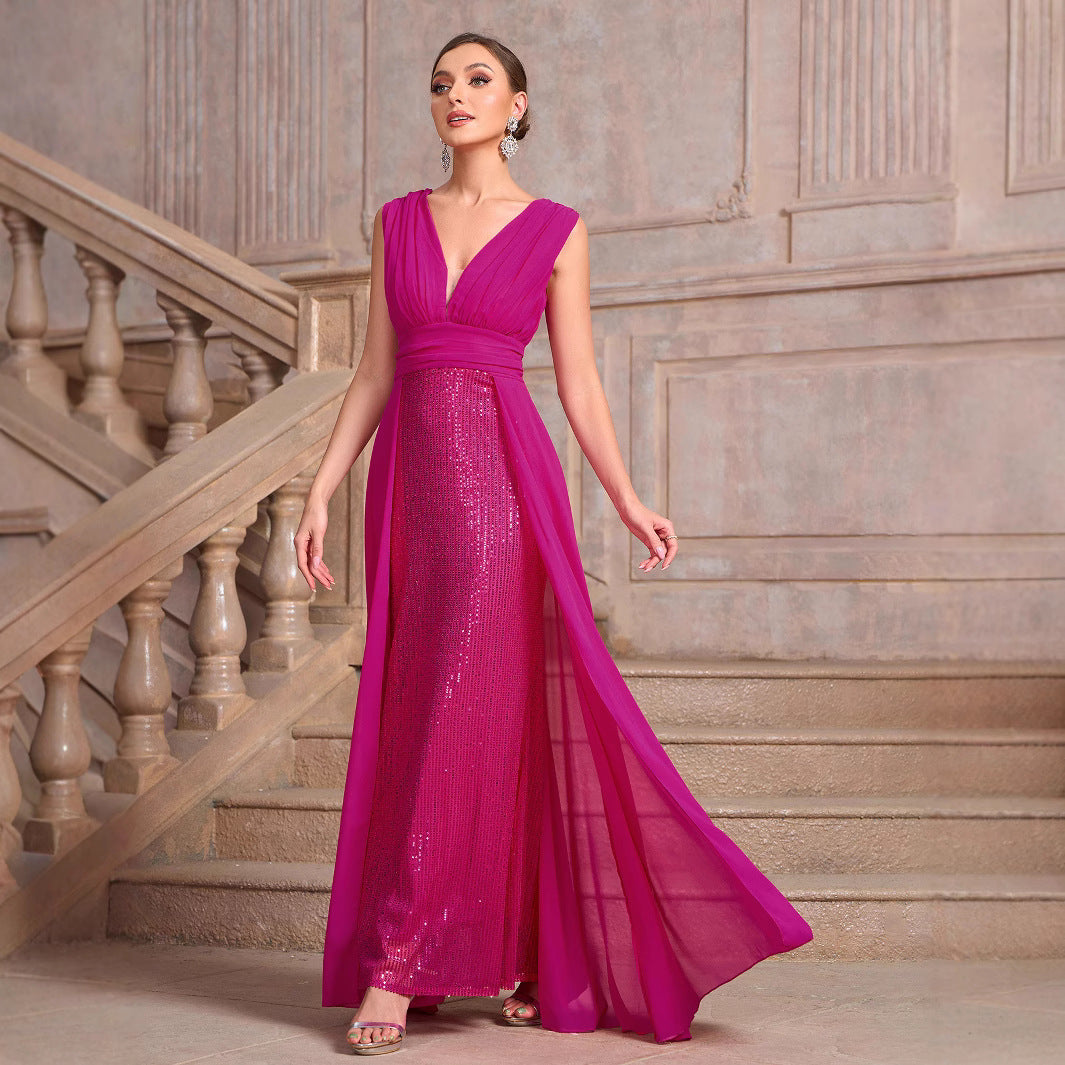 Women's Label Dress Sequined Sleeveless Banquet Party Dresses