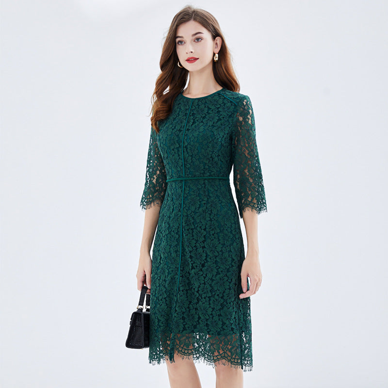 Eyelash Lace Dress Slightly Fat Fashion Match Dresses