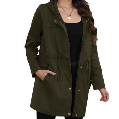 Women's Unique Anorak Mid-length Waist Trimming Coats
