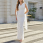 Summer Mesh Swing Collar Pleated Dress Sexy Backless Slim Fit Figure Flattering Sheath Dress