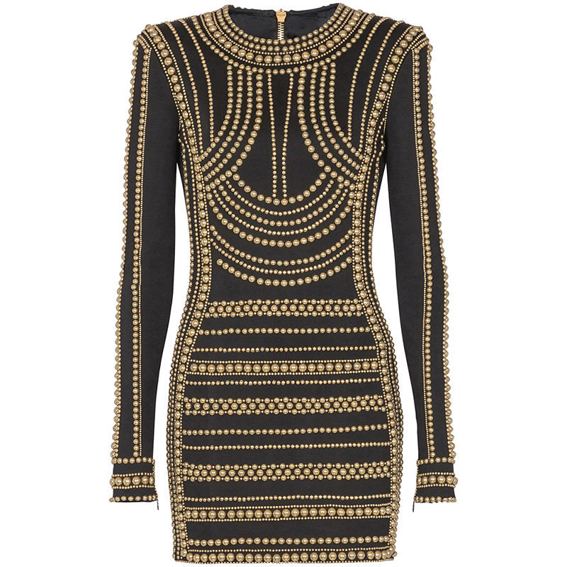 Hot Metal Sheet Stretch Long Sleeve Dresses