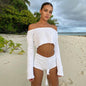 Women's Holiday Casual Striped Knitted Navel Sexy Suits