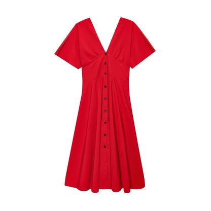 Women's Fashionable Temperament Button Decoration Midi Long Skirts