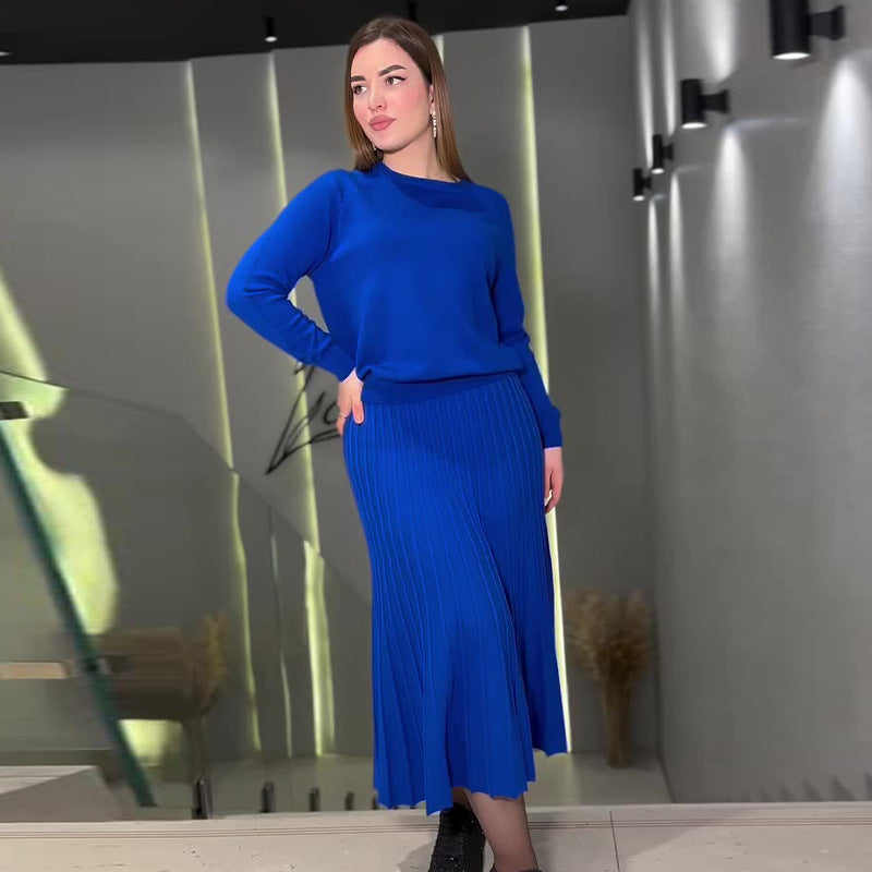 Solid Color High Waist Pleated Dress Dresses