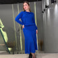 Solid Color High Waist Pleated Dress Dresses