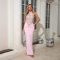 Halter Embroidered Stitching Ruffle Slim Fit Dresses