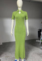 Women's Summer Candy Color Slim Dress Round Dresses