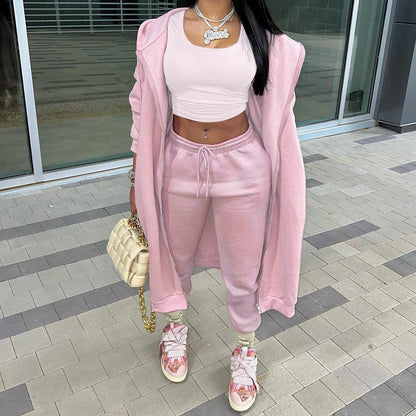 Women's Fashion Casual Hooded Long Sports Two-piece Suits
