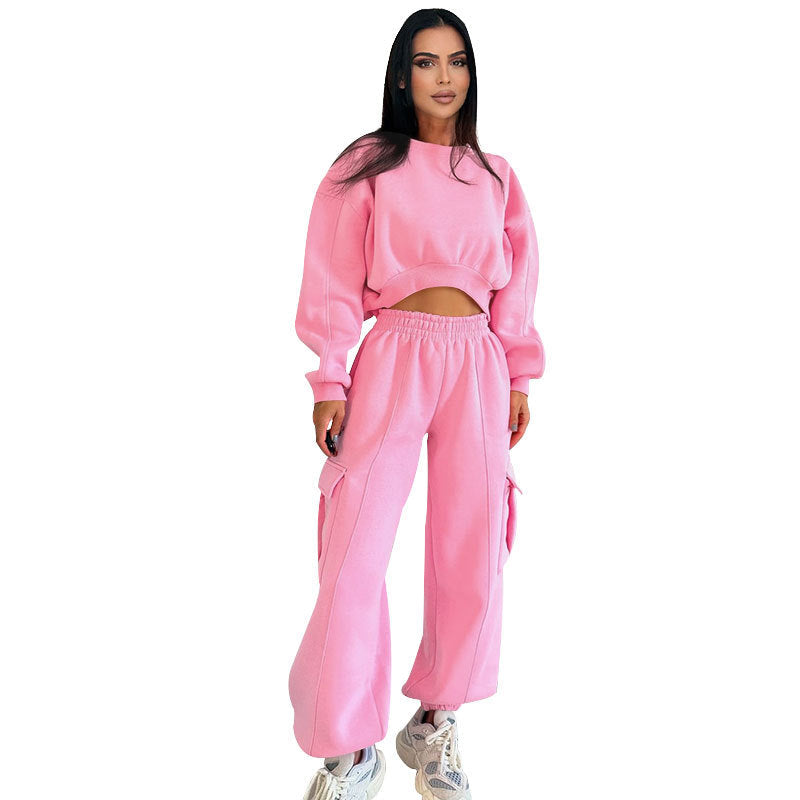 Women's Autumn High Waist Pocket Loose Suits