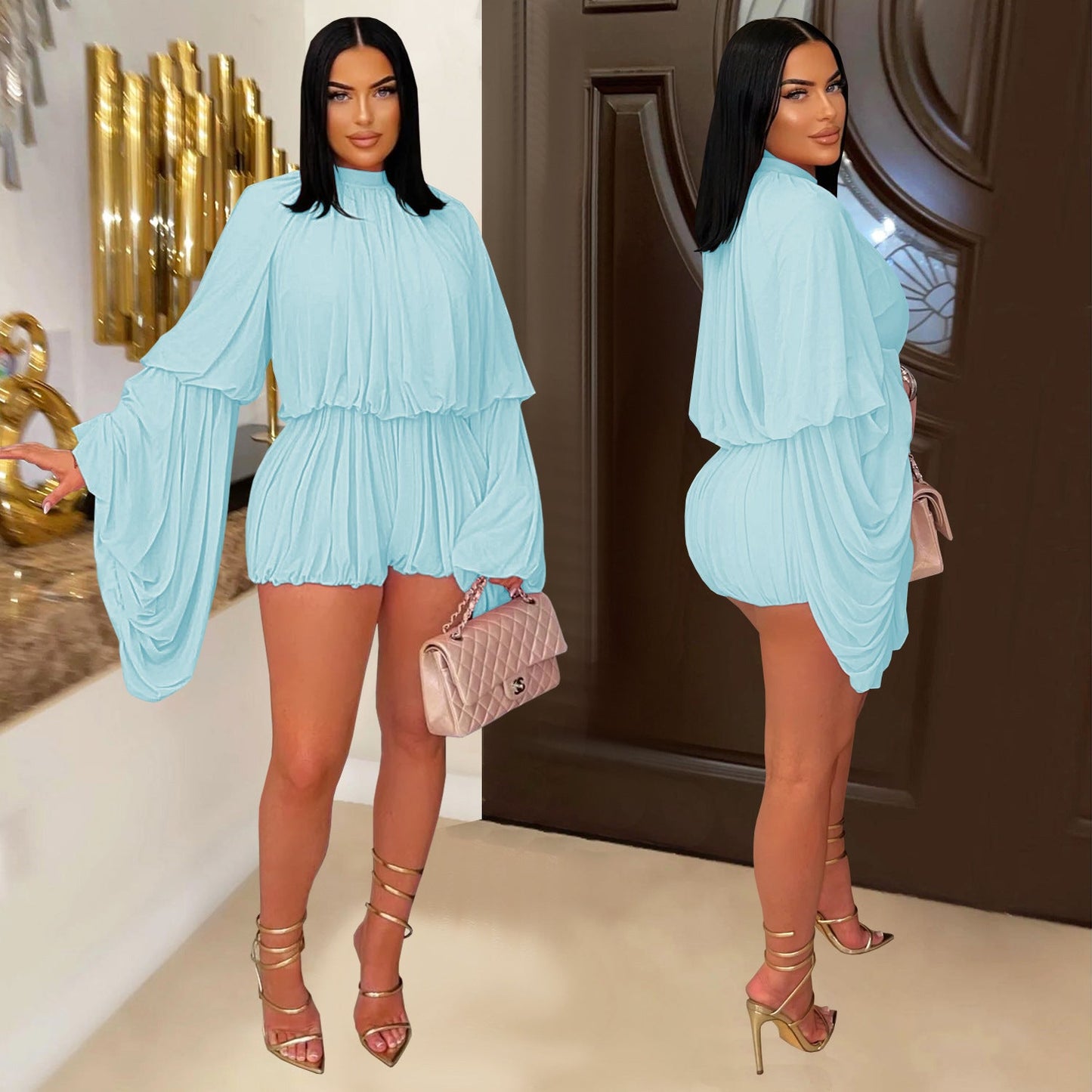 Women's Fashion Wear Casual Pleated Solid Color Suits