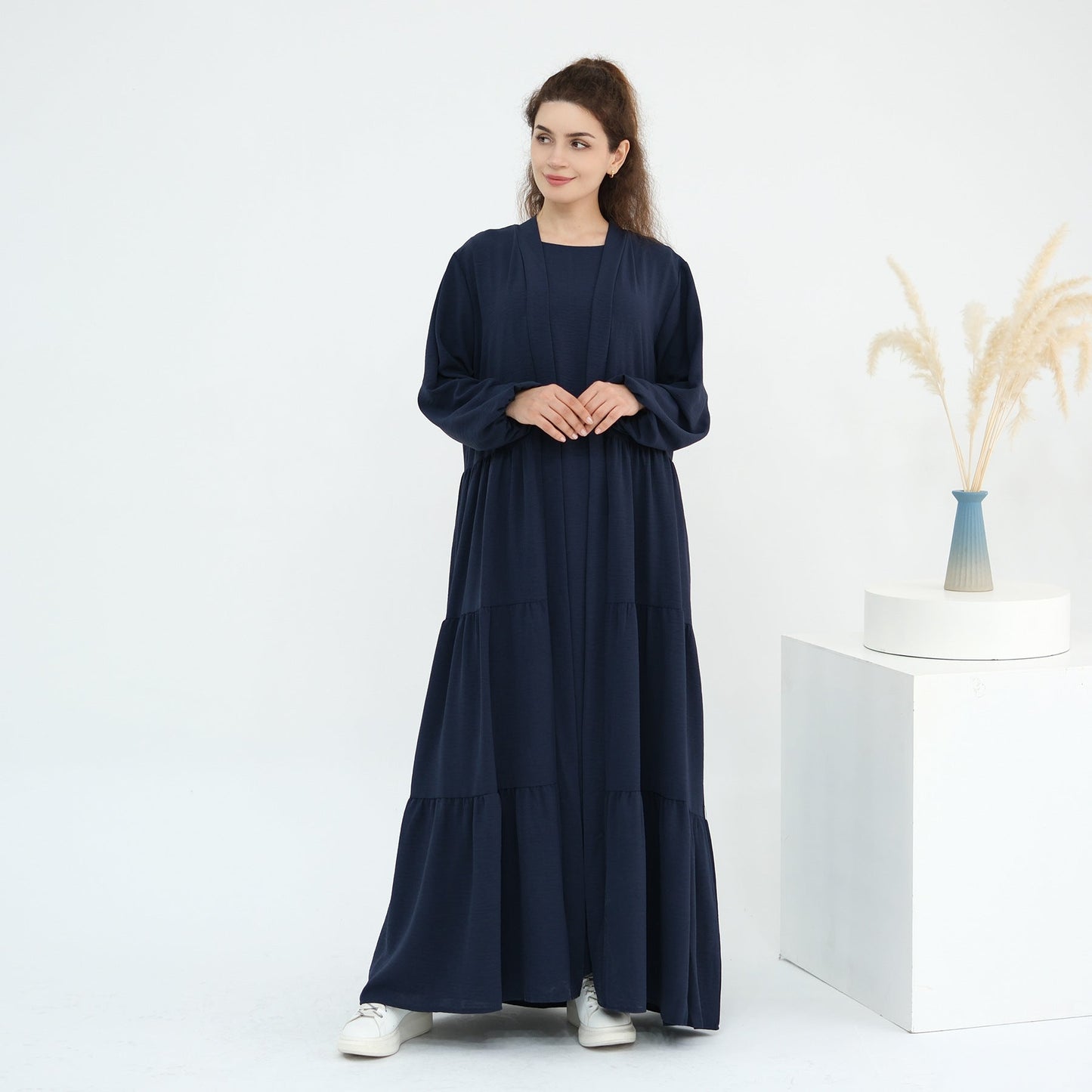 Turkish Solid Color Robe Dress Two-piece Dresses
