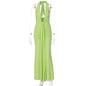 Women's Cutout Backless Slim Fit Pleated Stitching Dresses
