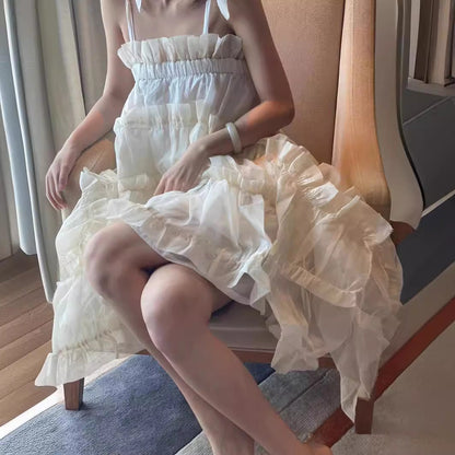 Dark Suspender Two Kinds Of Wearing Methods Artificial Silk Dresses