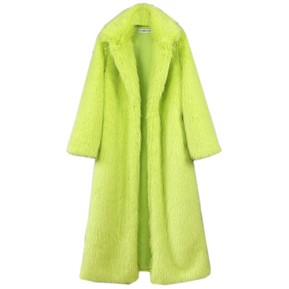 Women's Imitation Plush Furry Fur Extended Collar Coats
