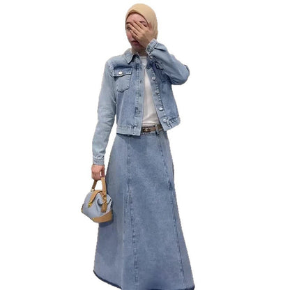 Women's Autumn Collar Long Sleeve Simple Denim Suits