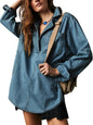 Women's Fashionable Casual Figure Flattering Denim Long-sleeved Blouses