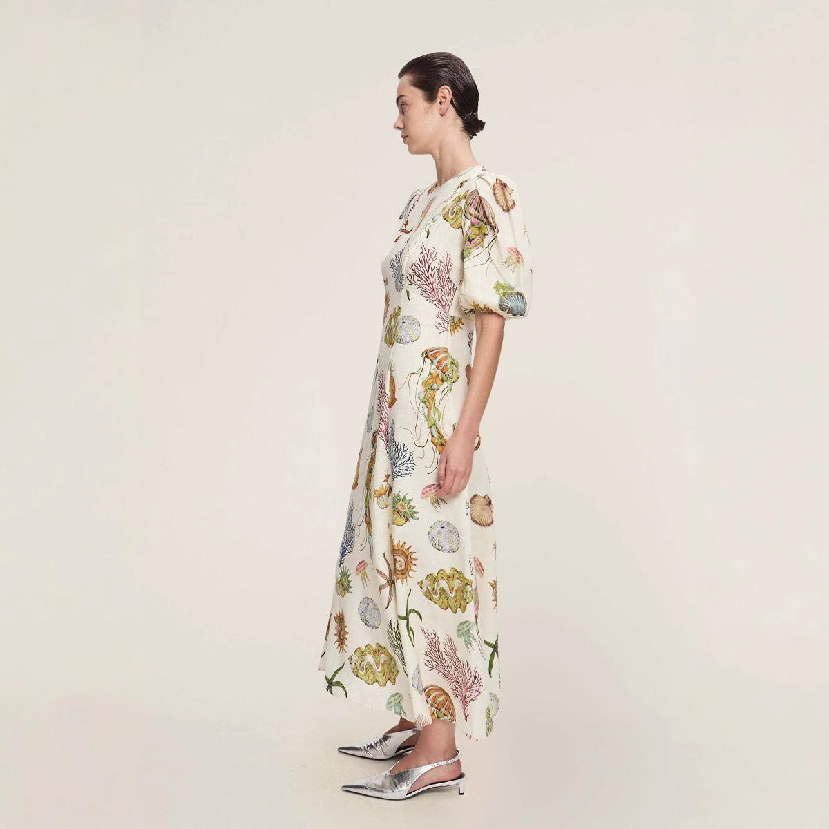 Lantern Sleeve Casual Fashion Round Neck Dresses