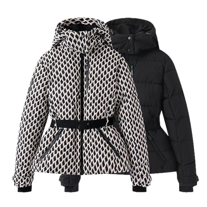 Women's Fashion Skiing Department Columns Cinched Hoodie Coats