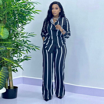 Women's Autumn Fashion Casual Set Shirt Long-sleeved Suits