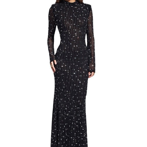 Fashionable Sexy Strap Rhinestone Tight Long Dresses