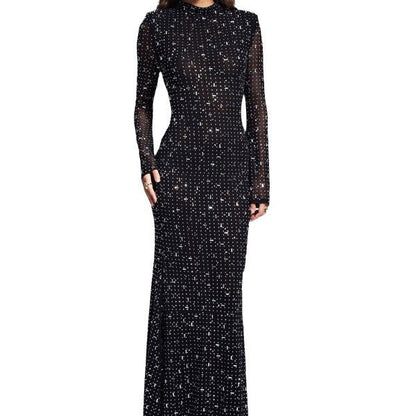 Fashionable Sexy Strap Rhinestone Tight Long Dresses