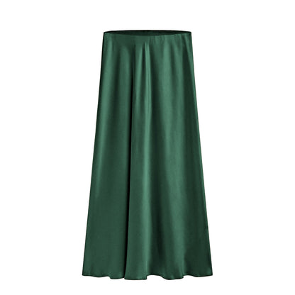Women's Acetate Satin High Waist Elastic Quality Skirts