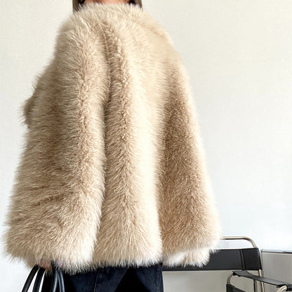Women's Lapel Leather Fur Faux Loose Korean Coats
