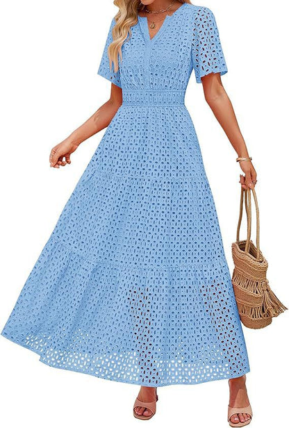 Women's A- Line Hollow Lace Cake Dress Dresses