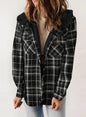 Women's Plaid Long Sleeve Furry Hooded With Jackets