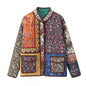 Women's Thickening Print Block Horn Button Printed Coats