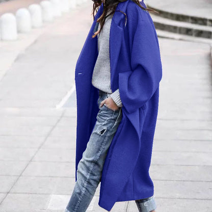 Women's Clothes Casual Long Pure Color Warm Coats