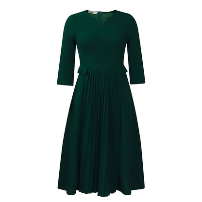 Women's Solid Color Fashion Pleated Sleeve African Dresses