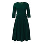 Women's Solid Color Fashion Pleated Sleeve African Dresses