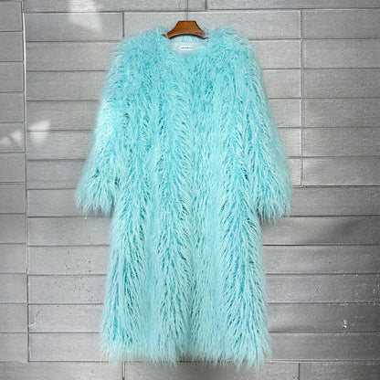 Imitation Tan Wool Extended Furry Color Coats