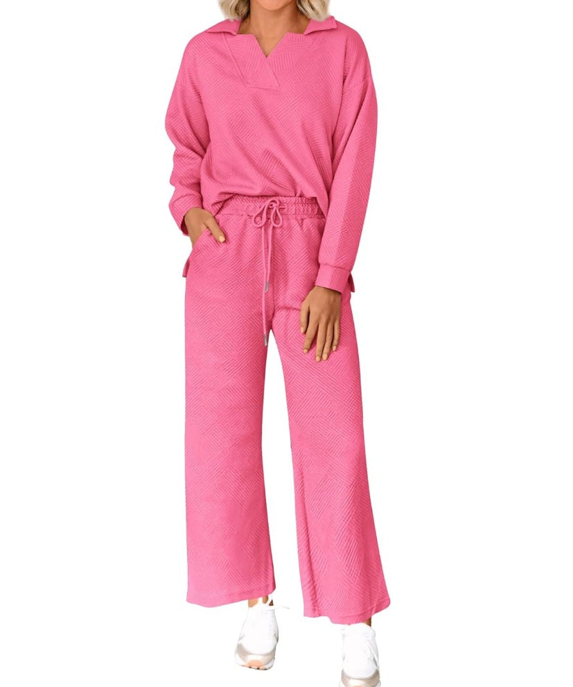 Color Texture Fashion Casual Set Autumn Suits
