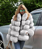 Women's Graceful Fur Imitation Fox Stitching Coats