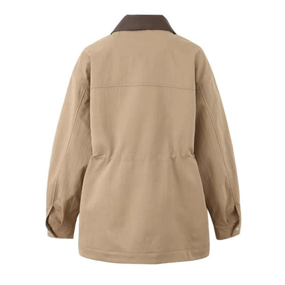 Women's Lapel Loose Waist Overalls Trench Mid-length Coats